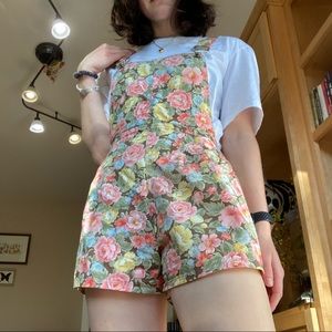 Cottagecore Vintage Floral Shortalls